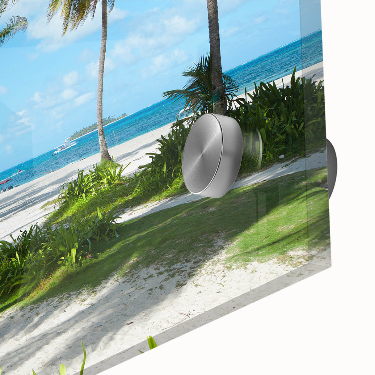 Large abstract wall art of a Colombian landscape in muted earth tones on acrylic glass, ideal for dining room decor.