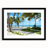 Extra large textured abstract art print of vibrant, colorful South American scenery on a black framed canvas.