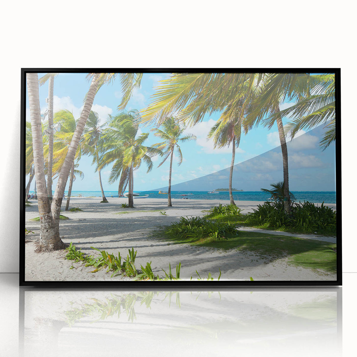Large abstract wall art depicting a Colombian landscape in muted earth tones on a framed acrylic.