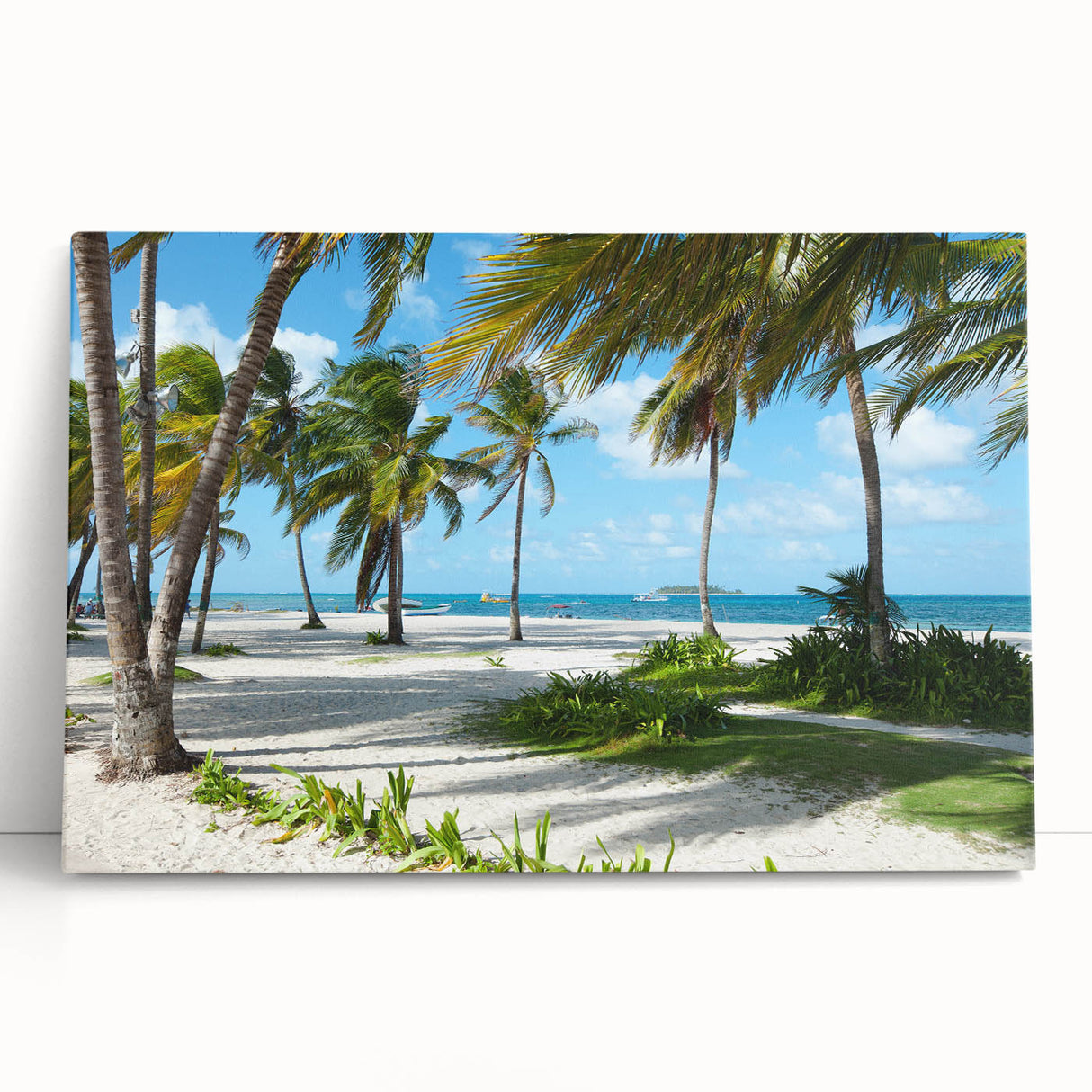A large black and white stretched canvas featuring a scenic Colombian landscape, ideal for kitchen wall art or bedroom decor.