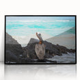 Large abstract wall art depicting a stylized South American landscape in muted earth tones on a framed acrylic panel.