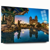 Acrylic print of a large abstract depiction of a Peruvian landscape in earth tones, ideal for bedroom or dining room art.