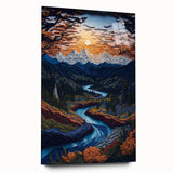 Large abstract wall art depicting Denali, Alaska in muted earth tones on acrylic glass.