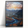 Large abstract wall art depicting Denali, Alaska in muted earth tones on a framed acrylic, suited for modern art wall decor.