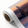 Art Deco style poster of Alaska scenery on rolled canvas, featuring cool blue and gray tones, ideal for nursery wall art.