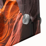 Mid-century modernist large abstract art print of Antelope Canyon in muted earth tones on acrylic glass.