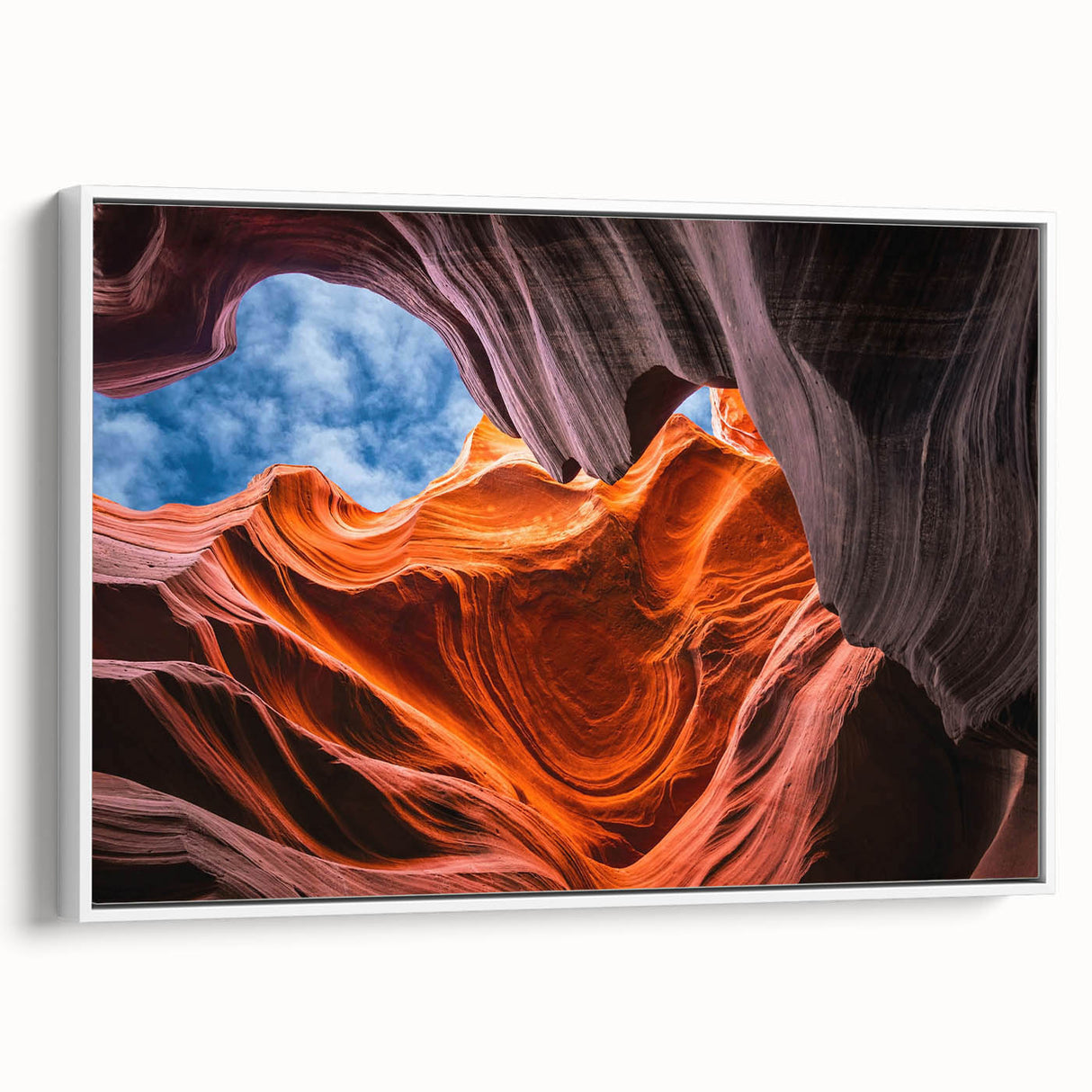 Vintage poster art of Antelope Canyon in Arizona on a framed canvas.
