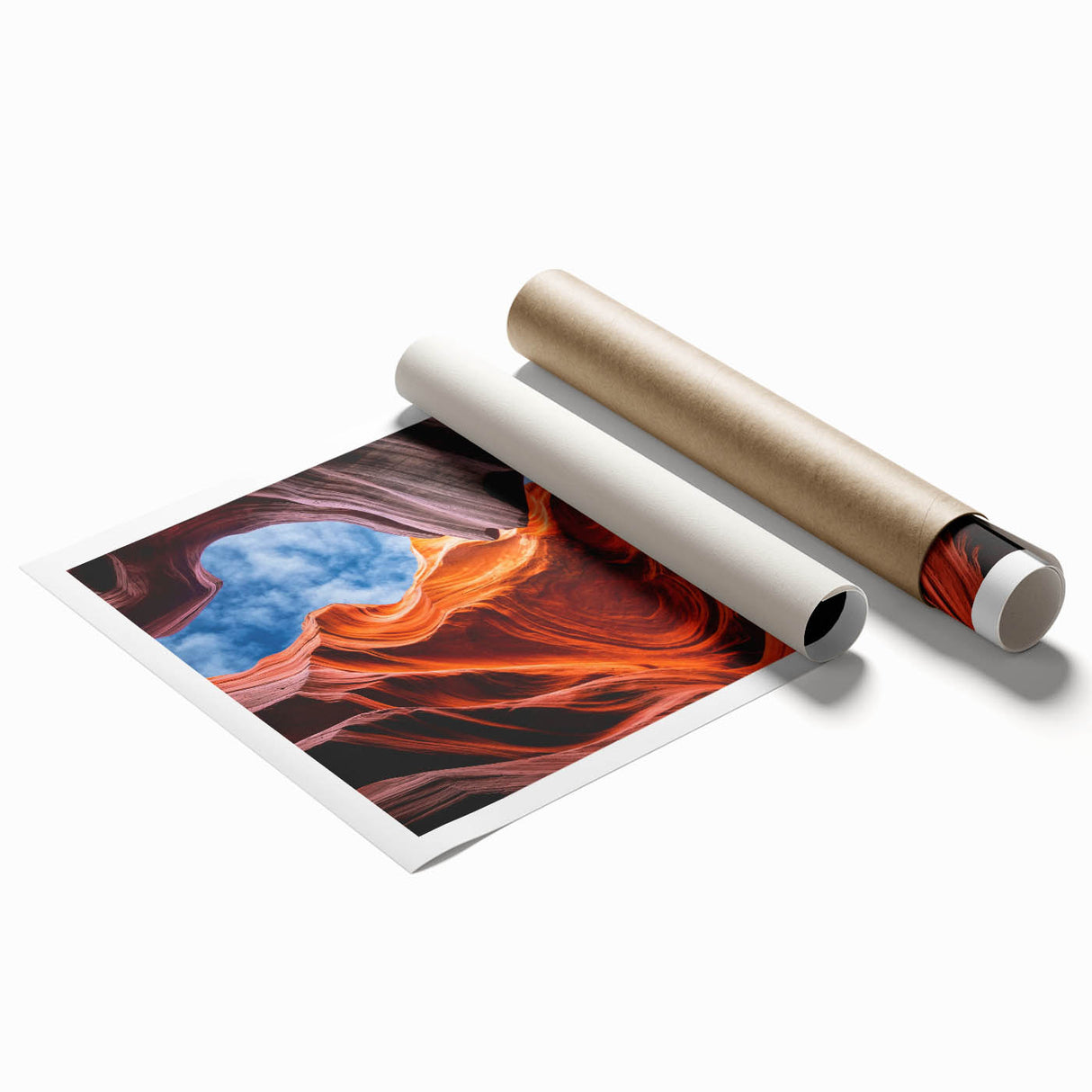 Extra large rolled print of Arizona's Antelope Canyon in muted earth tones, ideal for classy bathroom wall art.