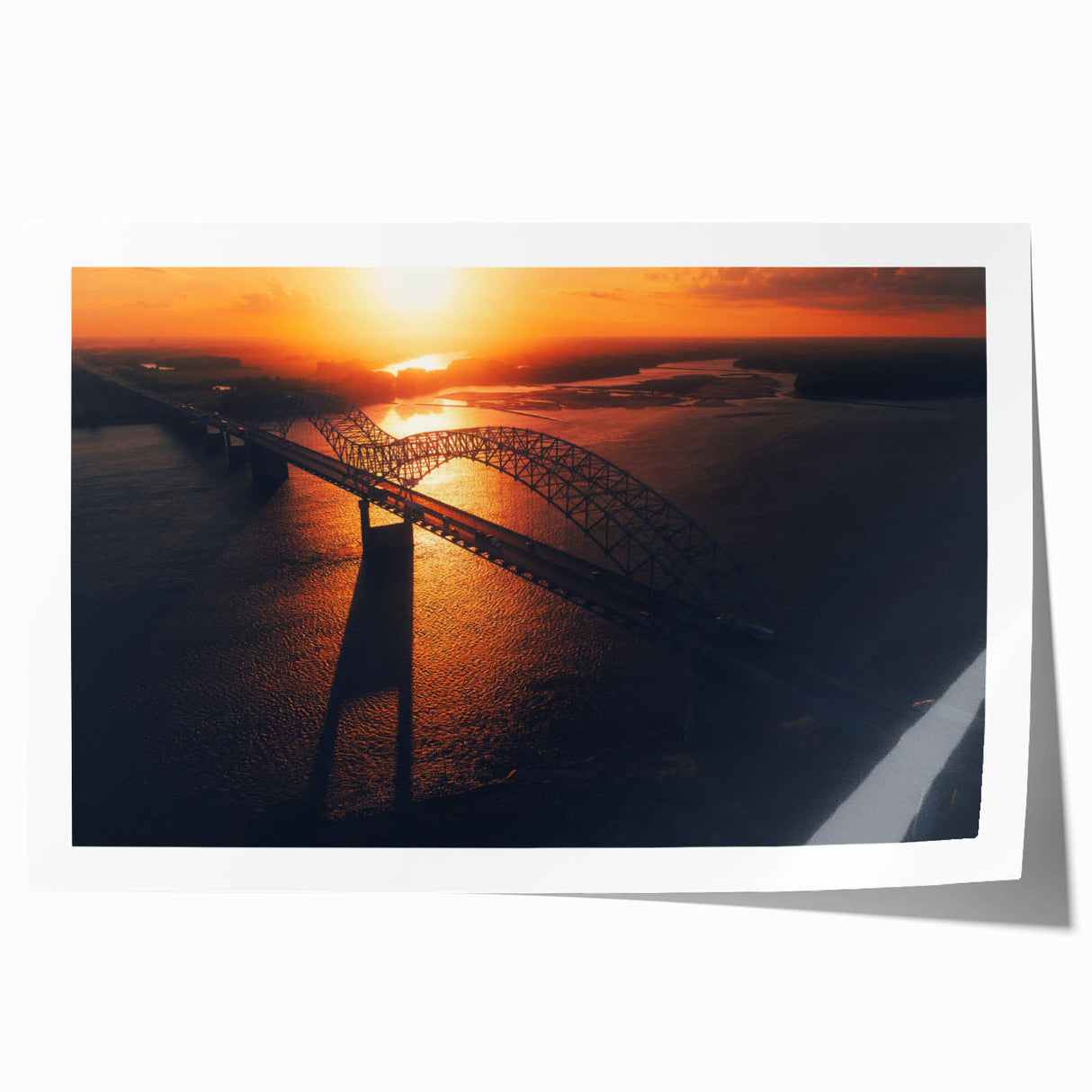 Extra large rolled print of Arkansas scenery with floral motifs in soft pastel colors.