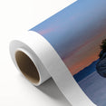 Art deco poster of Lake Tahoe with soft blue and green hues on rolled canvas, ideal for nursery wall art.