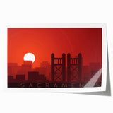 Rolled print of Sacramento scenery with floral designs in soft pastel colors, ideal for art wall dining room.