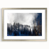 Textured art print depicting abstract Vail, Colorado scenery in muted earth tones on a framed silver mat.