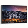 Black and white landscape art painting of Aspen, Colorado on framed canvas, suitable for bedroom wall art.