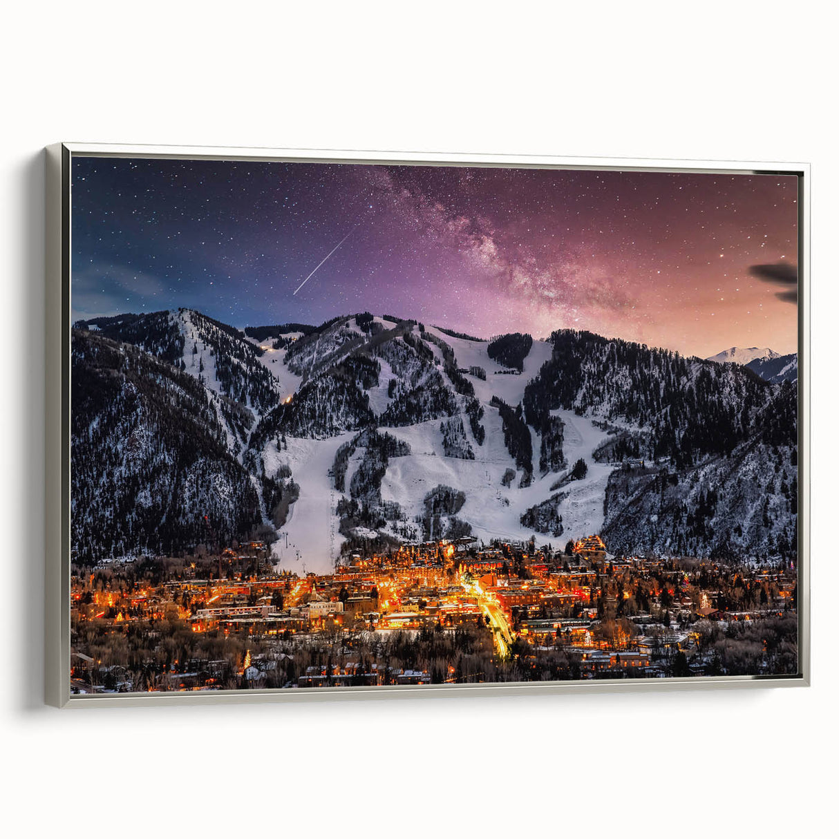 Landscape art painting of Aspen, Colorado on a framed canvas.