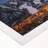 Art deco poster of Aspen, Colorado scenery in muted earth tones on rolled canvas, suitable for dining room decor.