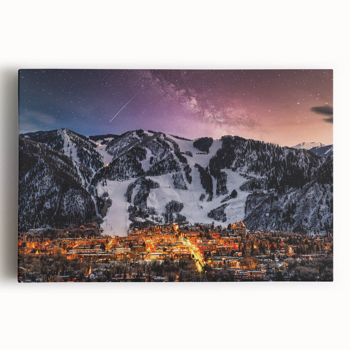 Black and white photograph of Aspen trees on stretched canvas, suitable as large kitchen art.
