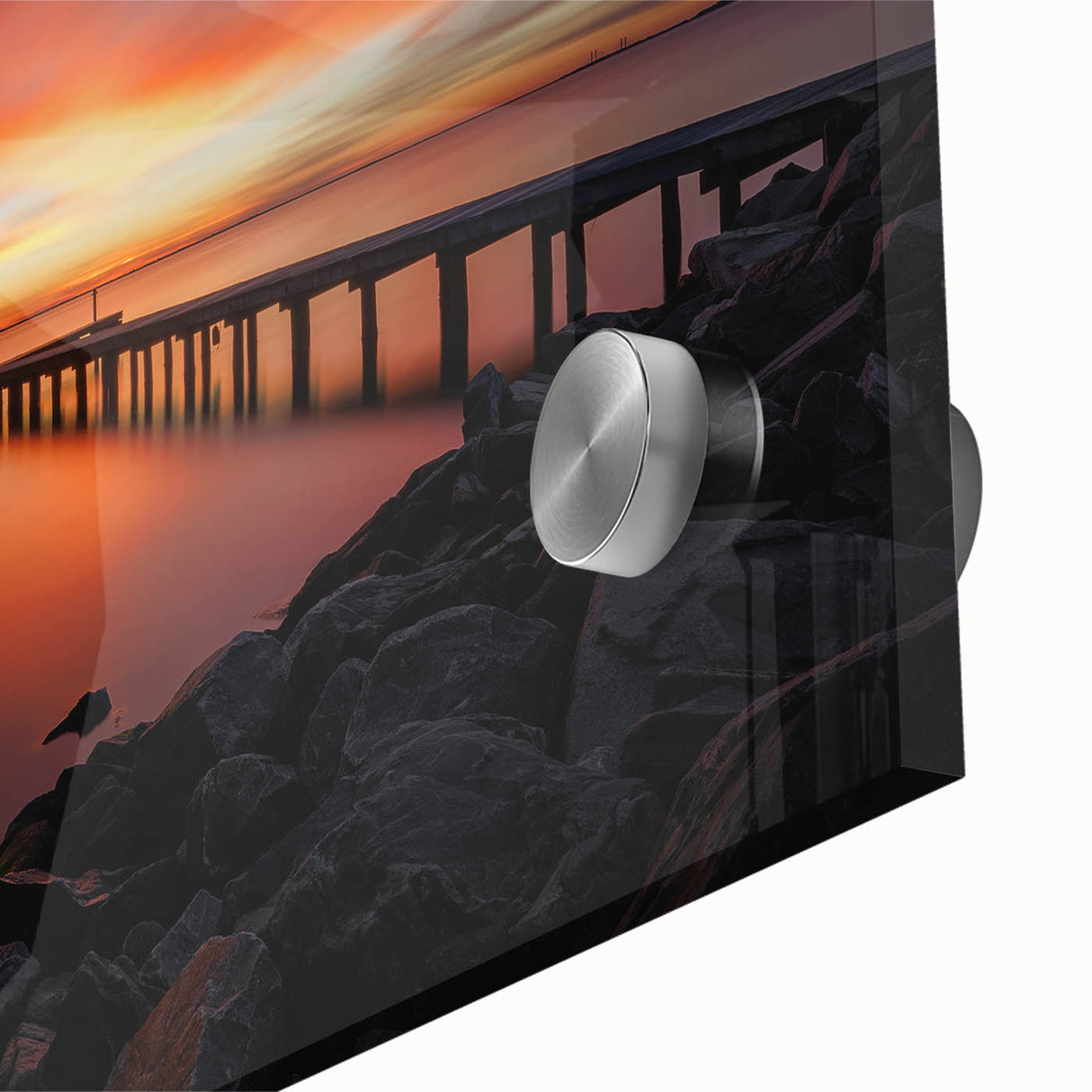 Large abstract wall art featuring Delaware scenery in muted earth tones on acrylic glass, suitable for dining room ambiance.
