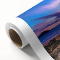 Art deco poster of Kauai landscape in pastel shades on rolled canvas, ideal for nursery wall art.