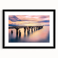 Extra large colorful abstract art print of a Hawaiian landscape, textured design on black framed canvas.
