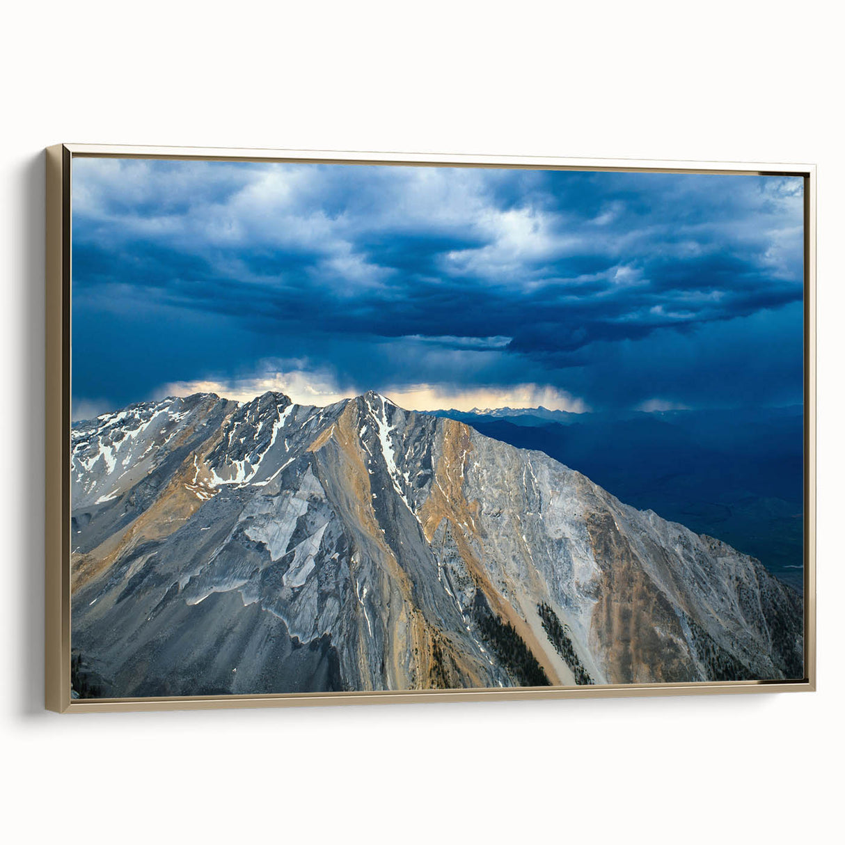 Framed canvas featuring a vintage-style Idaho landscape in muted earth tones, ideal for bedroom wall decor.