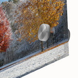 Large abstract wall art featuring muted earth tones on acrylic glass, ideal for dining room ambiance.