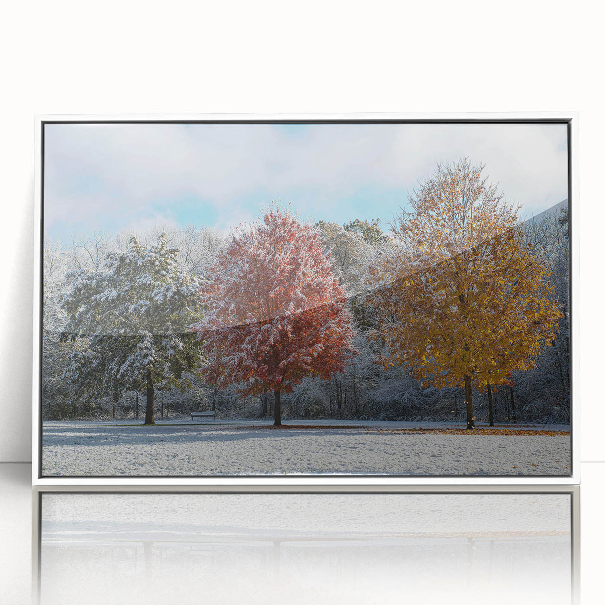 Acrylic print of Iowa scenery with art deco elements in muted earth tones, ideal for nursery wall art.