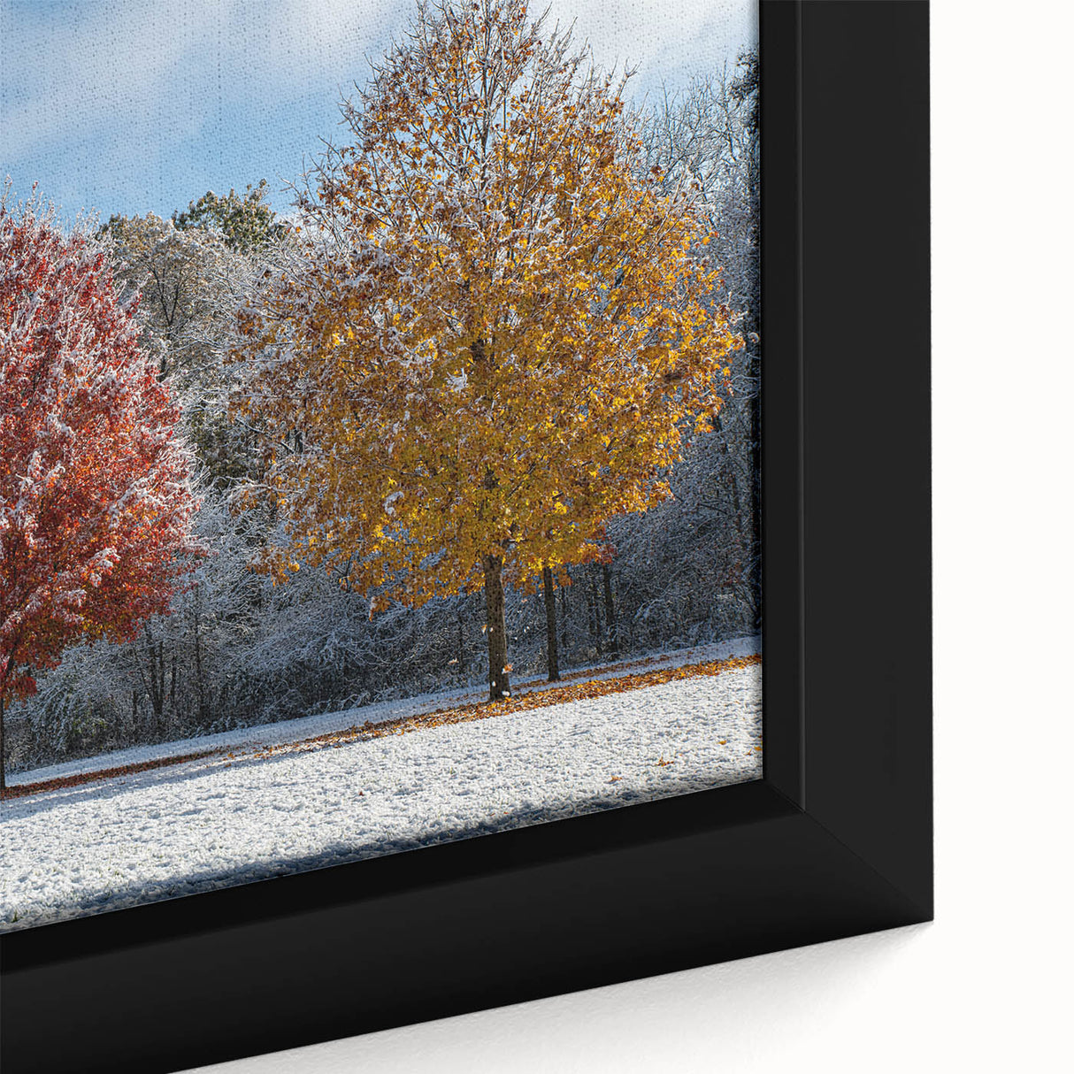 Close-up of a textured black wall art depicting Iowa scenery on a framed canvas, featuring vibrant colors.
