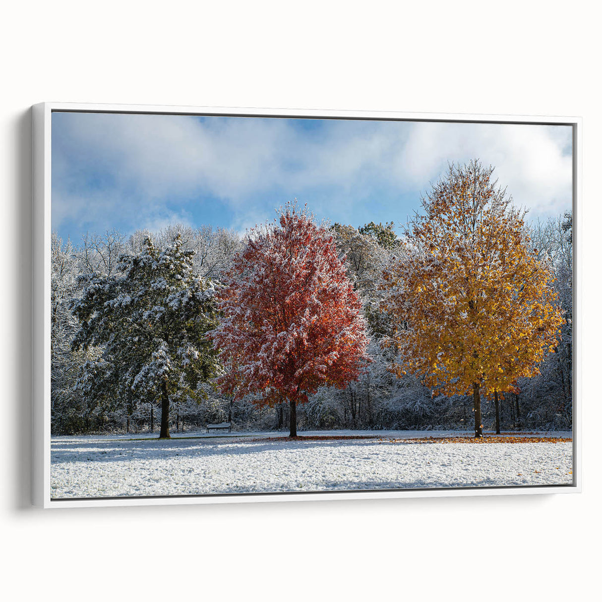 Vintage poster art of Iowa scenery on framed canvas, featuring a colorful palette, ideal for living room decor.