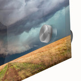 Large abstract wall art depicting Kansas scenery in vibrant colors on acrylic glass, suitable for dining room ambiance.