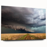Large abstract wall art on acrylic glass depicting a vibrant Kansas scenery, ideal for bedroom or dining room decor.