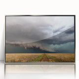 Mid-century modernist art depicting Kansas scenery in muted earth tones on a framed acrylic panel.