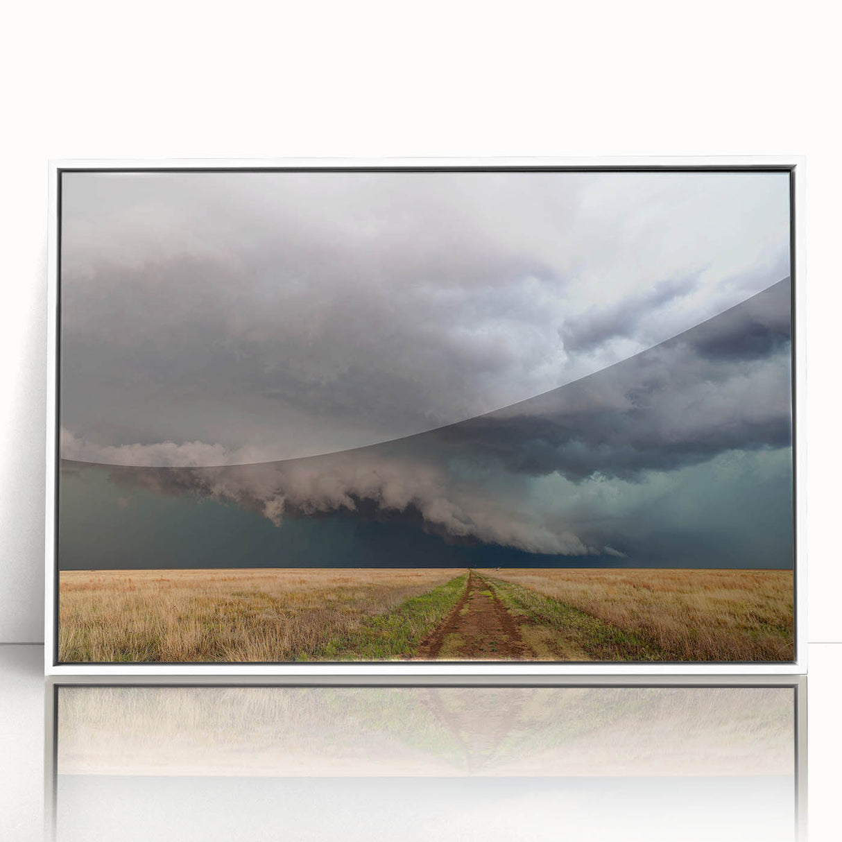 Art deco poster of Kansas scenery in muted pastel colors on framed acrylic, suited for nursery wall art.