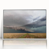 Art deco poster of Kansas scenery in muted pastel colors on framed acrylic, suited for nursery wall art.