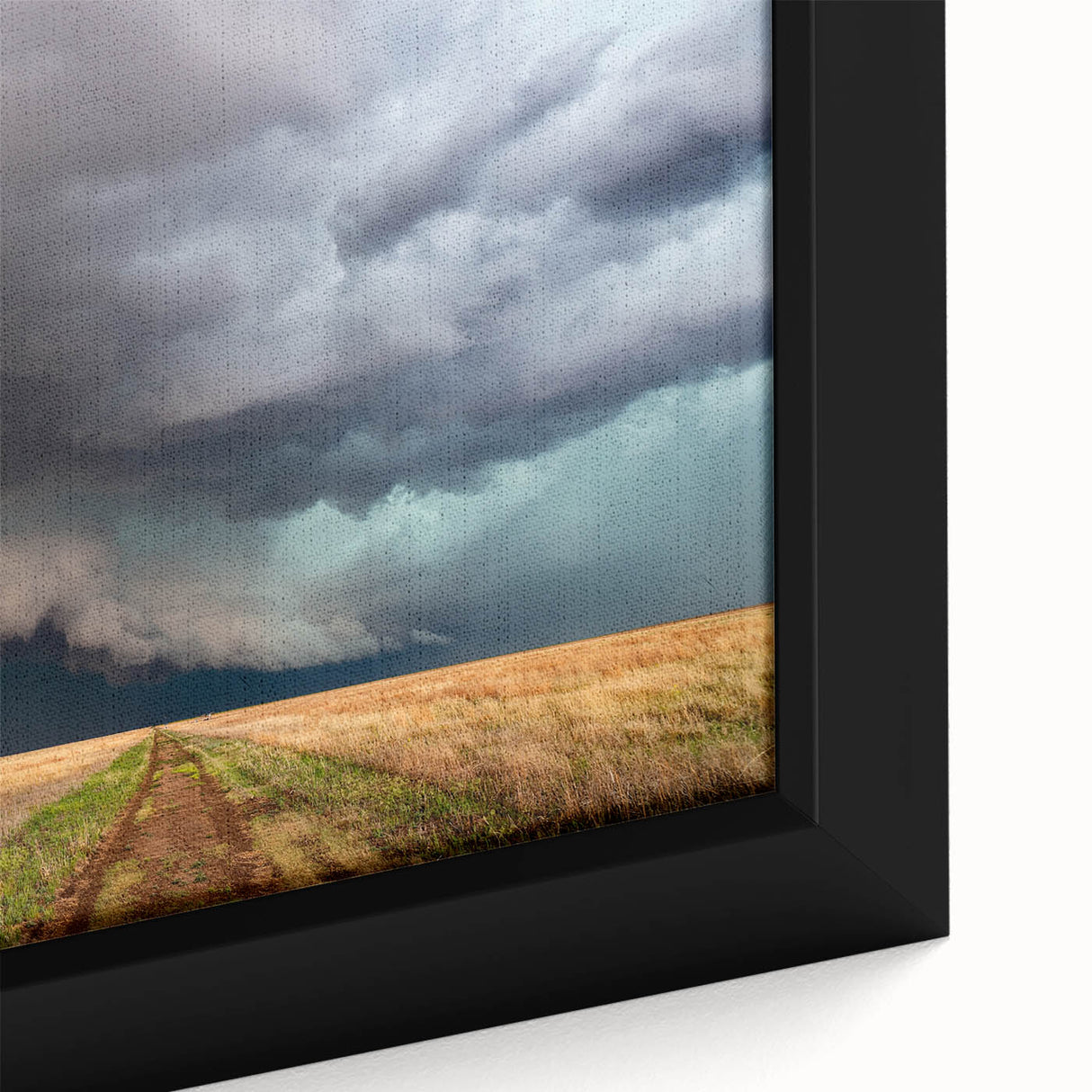 Textured black wall art depicting a colorful Kansas scenery on extra large framed canvas, ideal for living room decor.