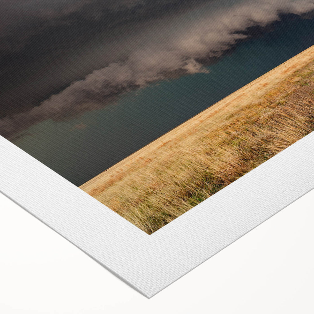 Art deco poster of Kansas scenery in muted earth tones on rolled canvas, suitable for dining room decor.