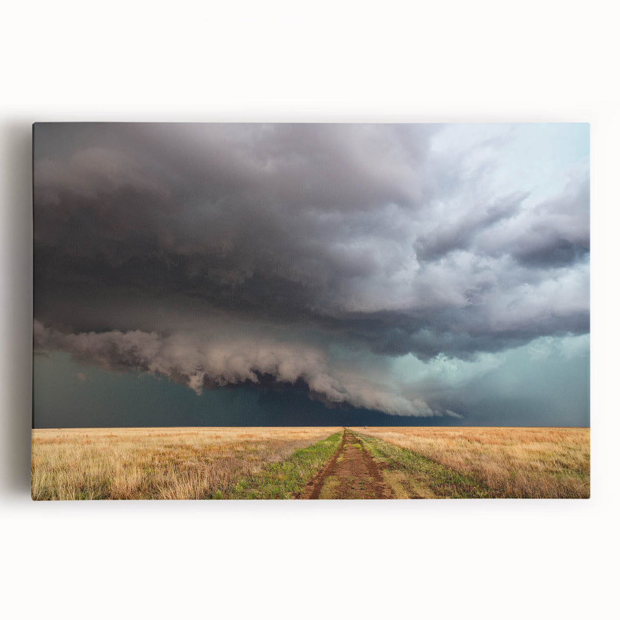 Large black and white photo of Kansas scenery on stretched canvas, suitable for kitchen wall art.