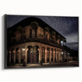 Black and white framed canvas of a vintage New Orleans landscape, ideal for bedroom wall art.