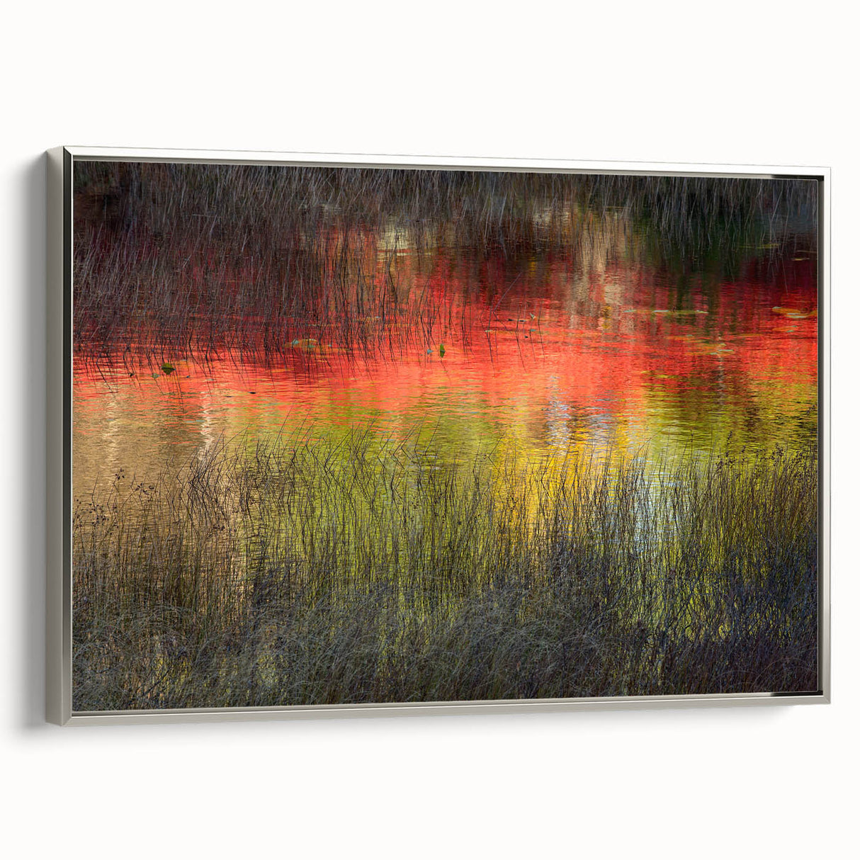 Landscape art painting of Acadia, Maine, featuring muted earth tones on a framed canvas.