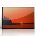 Large abstract wall art depicting a Maine landscape in muted earth tones on a framed acrylic.