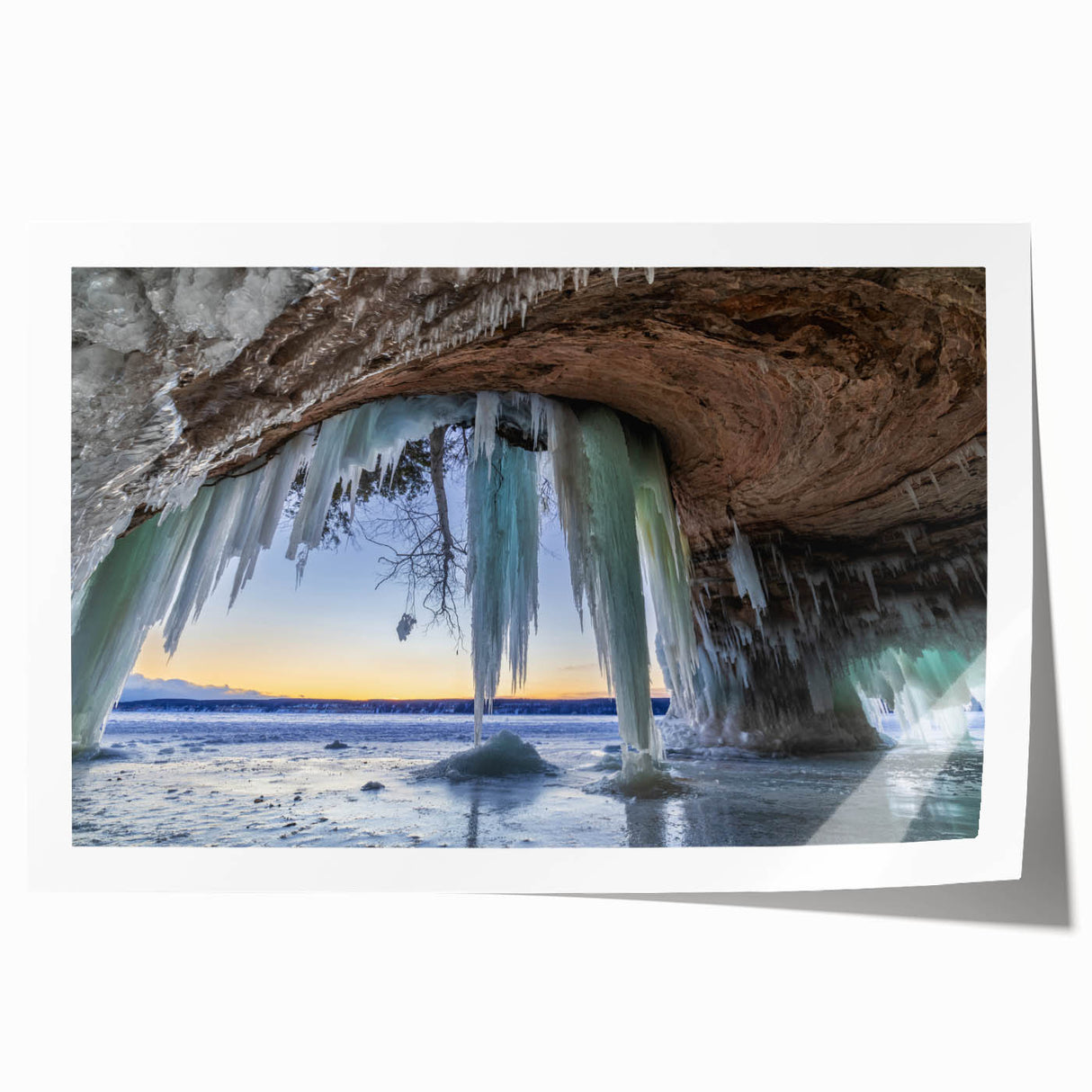Lush green forest landscape print on rolled canvas, ideal for art wall dining room.