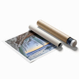 Extra large wall art featuring a serene Michigan Upper Peninsula landscape in muted green and blue tones.