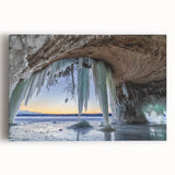 Black and white photograph of Michigan's Upper Peninsula on stretched canvas, ideal for kitchen wall art.