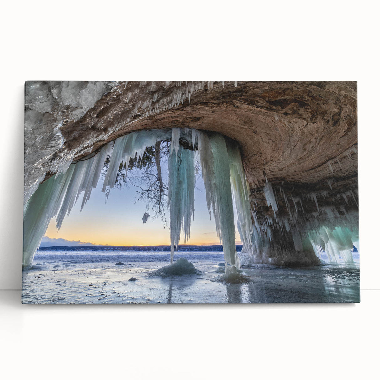 Black and white photo on stretched canvas of Michigan's Upper Peninsula, ideal for kitchen wall art.