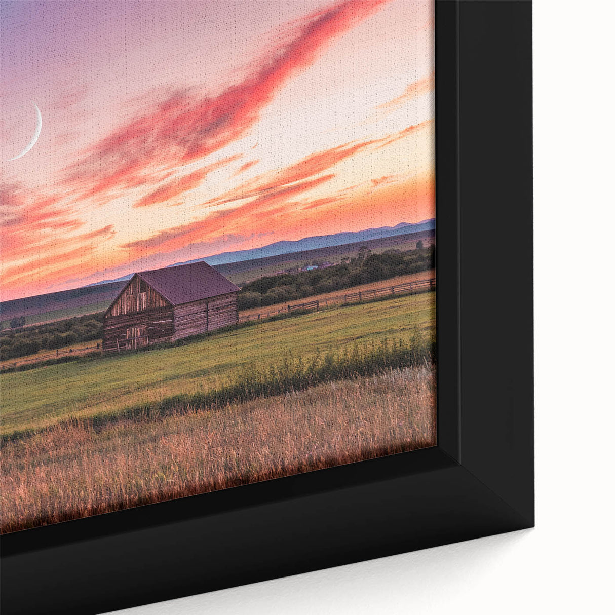 Black wall art depicting a textured Montana landscape on framed canvas, with vibrant colors, ideal for living room decor.