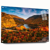 Acrylic print of a New Hampshire landscape in muted earth tones, ideal for dining room decor.