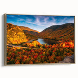 Framed canvas of a New Hampshire landscape in muted earth tones, ideal for bedroom wall art.