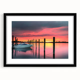 Abstract art print of colorful, textured scenery in an extra-large black framed mat, ideal for living room decor.