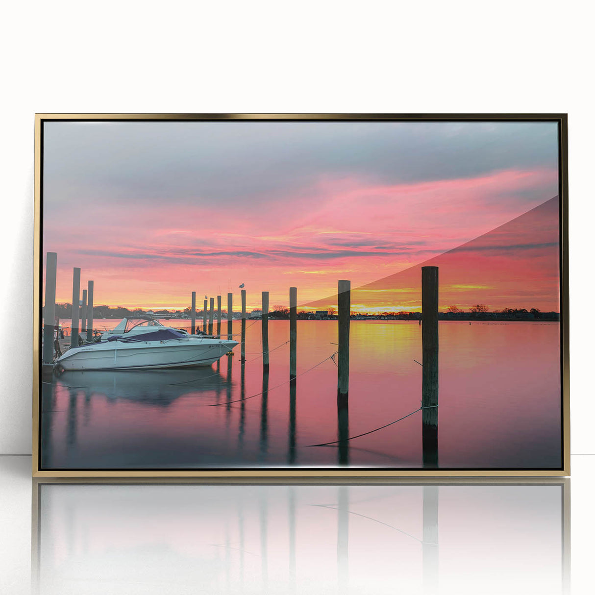 Large art print of a New Jersey scenery in muted earth tones on framed acrylic, ideal for modern art wall decor.