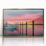 Large art print of a New Jersey scenery in muted earth tones on framed acrylic, ideal for modern art wall decor.