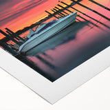 Art deco poster featuring a New Jersey scenery in muted blue tones on rolled canvas, ideal for dining room decor.